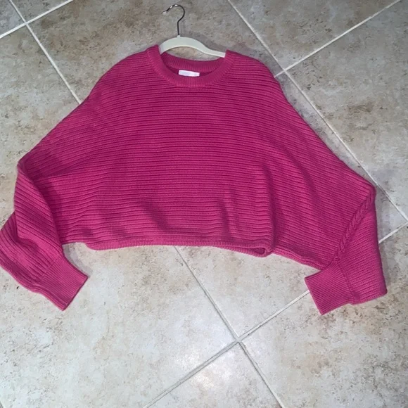 LINE AND DOT size M marija cropped puff sleeve sweater in pink - Picture 4 of 4